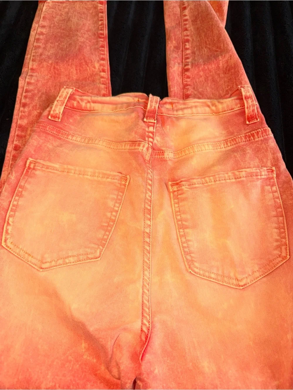 Fashion Nova Coral-Red Acid Wash High-Rise Jeans